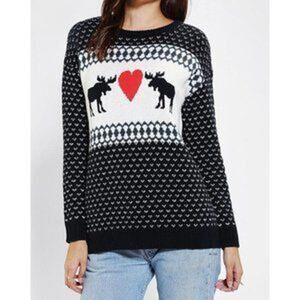 Urban Outfitters BDG Women's Black Knit Reindeer Christmas Sweater Size M